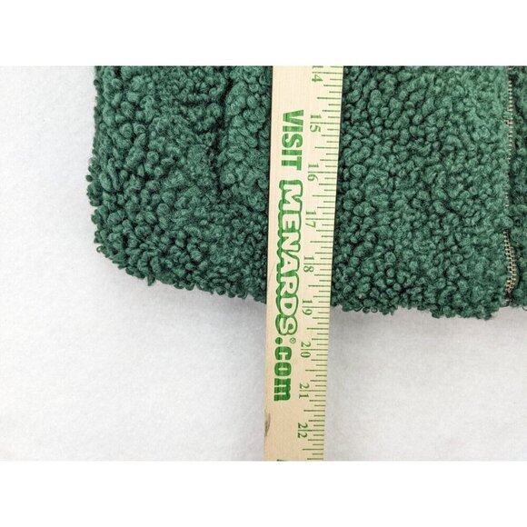 Ella Blue Women's Vest Size S Green Sherpa Fuzzy Textured Hood - Picture 13 of 16